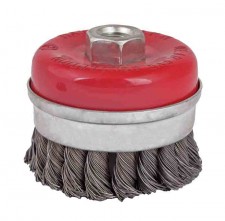 Twist knot wire cup brush ø100mm heavy duty angleg.