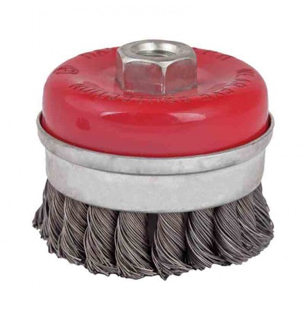 Twist knot wire cup brush ø 75mm heavy duty angleg.